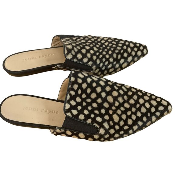 Jenni Kayne Mules Honey Giraffe Calf hair Dotted Slides Size 38 - Picture 2 of 8